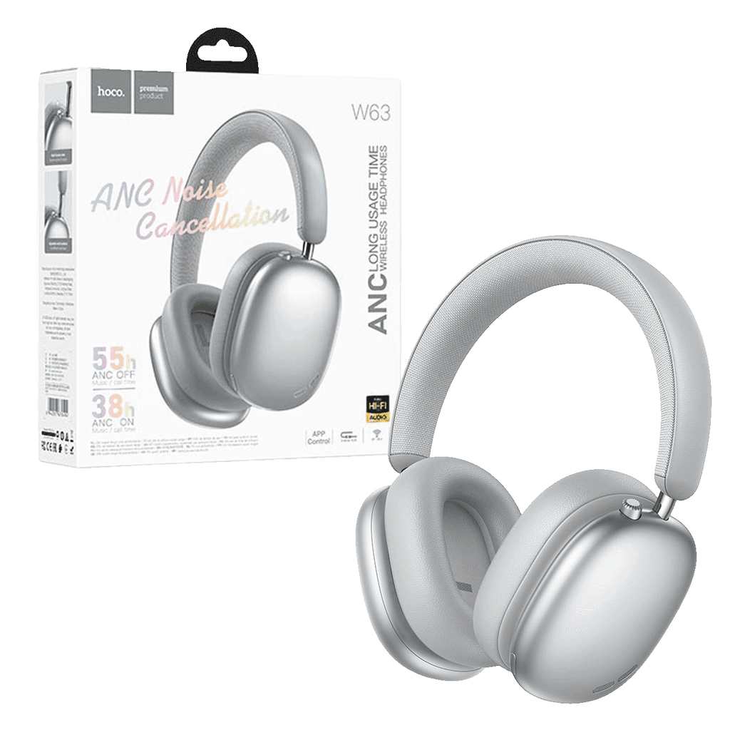 Hoco Bežične slušalice W63, Bluetooth, ANC, Srebrne boje