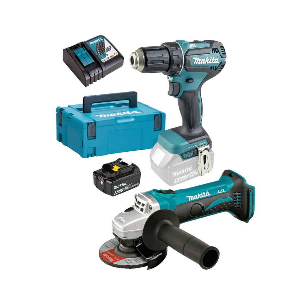 Makita Aku set bušilica DDF485RFJ1 i brusilica DGA452Z
