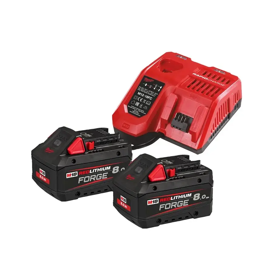 Milwaukee Set sa dvije baterije 8 Ah i punjač M12-18 FC FORGE