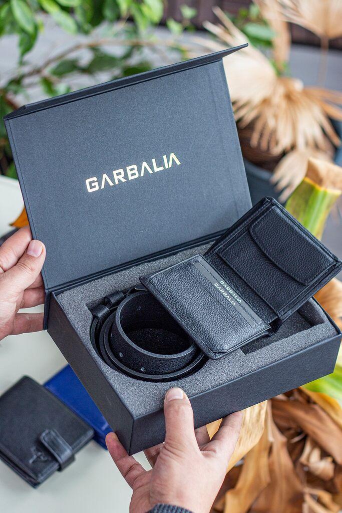 Garbalia Set za muškarce kaiš i novčanik Dallas, Crni