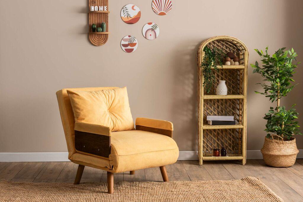 Atelier del Sofa Fotelja na razvlačenje Cosmo, 190x70x82 cm, Žuta