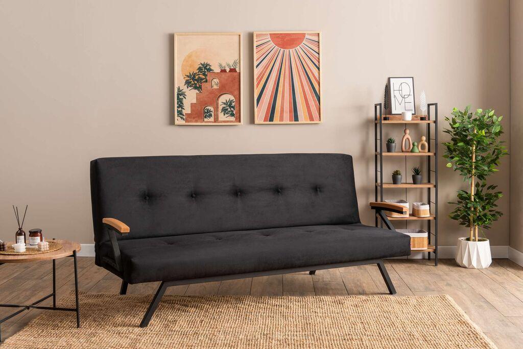 Atelier del Sofa Zven sklopiva sofa, 180x64x78cm, crna