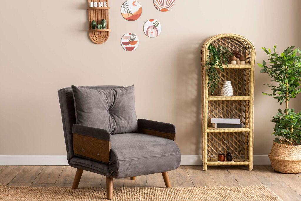 Atelier del Sofa Fotelja na razvlačenje Cosmo, 190x70x82 cm, Tamnosiva