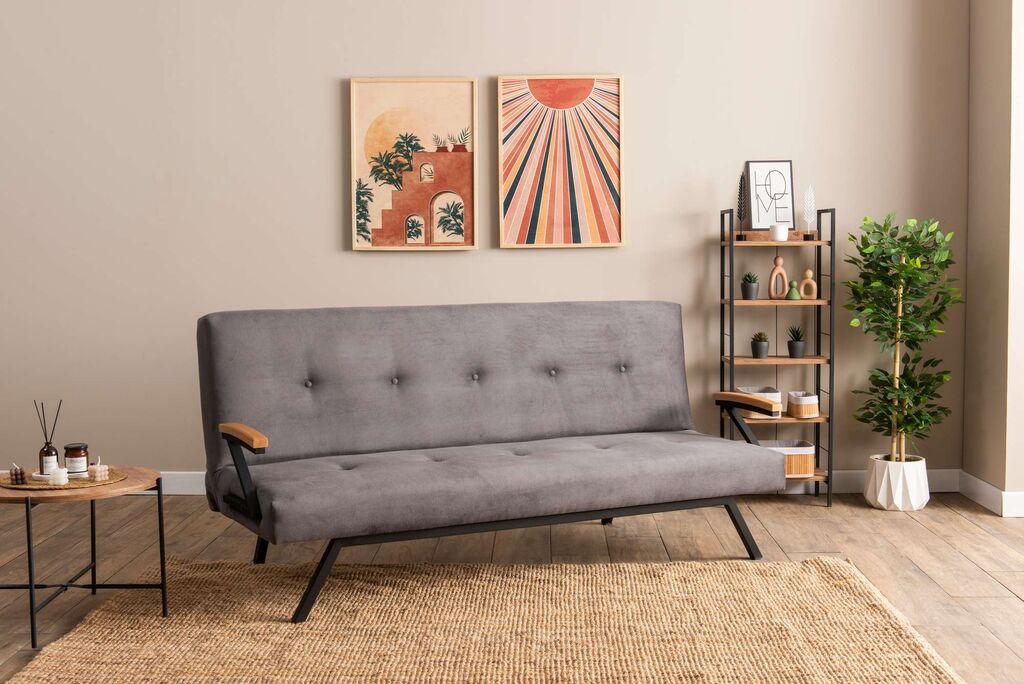 Atelier del Sofa Trosjed na razvlačenje Zven, 180x64x78 cm, Tamnosivi