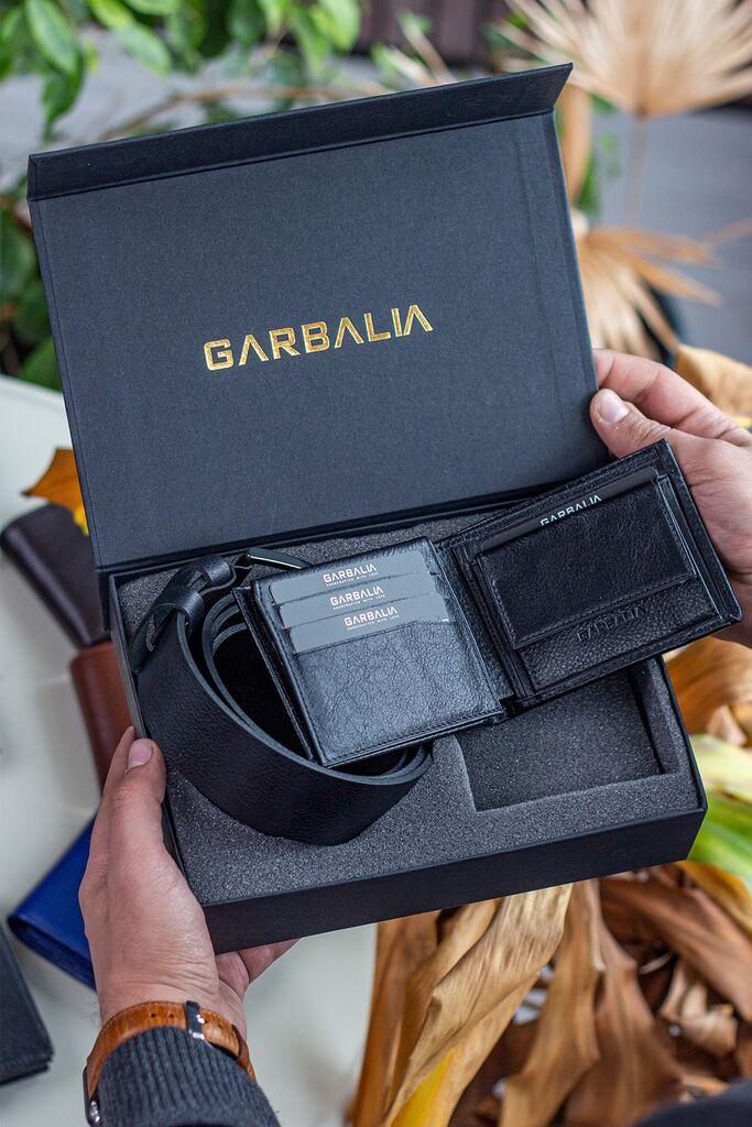 Garbalia Set za muškarce kaiš i novčanik Jackson, Crni
