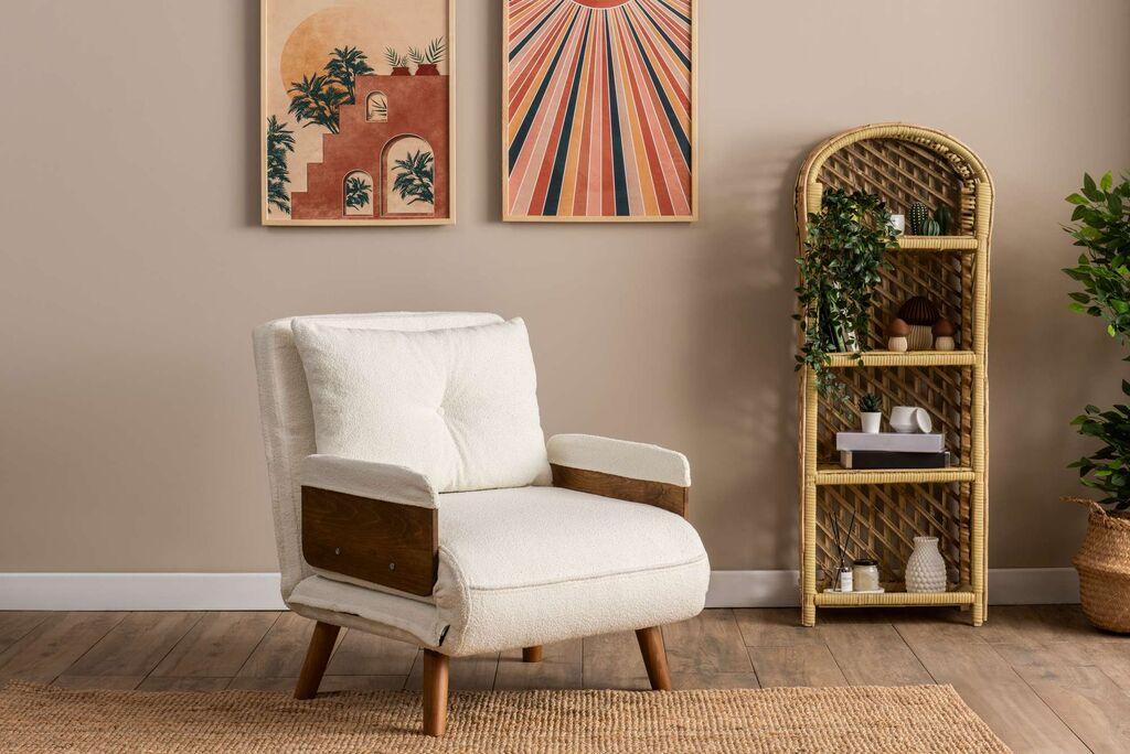 Atelier del Sofa Fotelja na razvlačenje Cosmo, 190x70x82 cm, Bijela