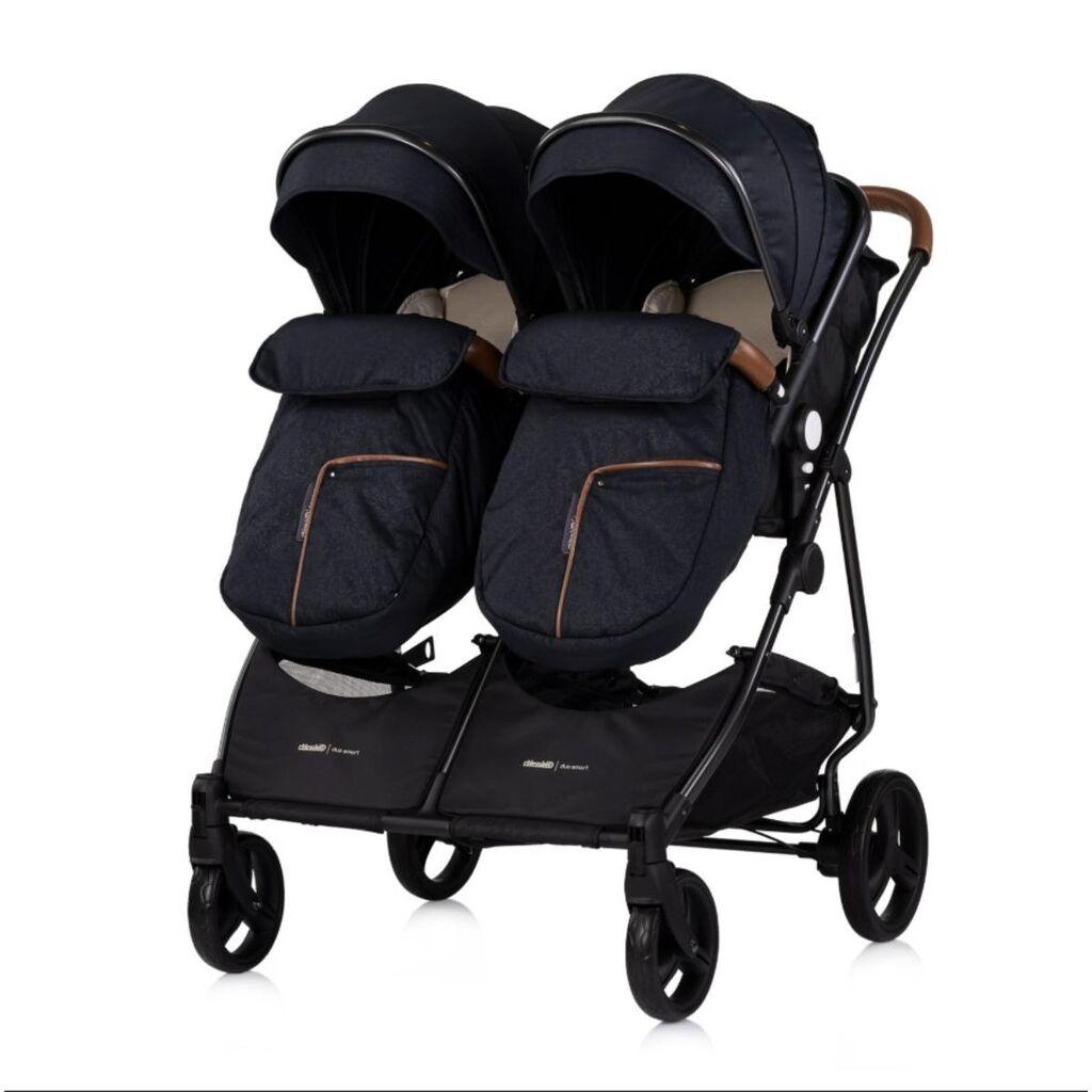 Chipolino Kolica za blizance Duo smart blackberry kbds02501bb, Tamnosiva