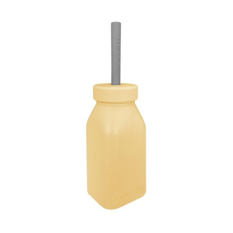 MINIKOIOI Silikonska čaša sa slamkom Mellow Yellow/Powder Grey