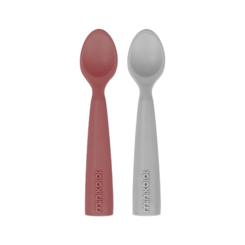 MINIKOIOI Silikonske kašikice Velvet Rose/Powder Grey,ljubičasta i siva