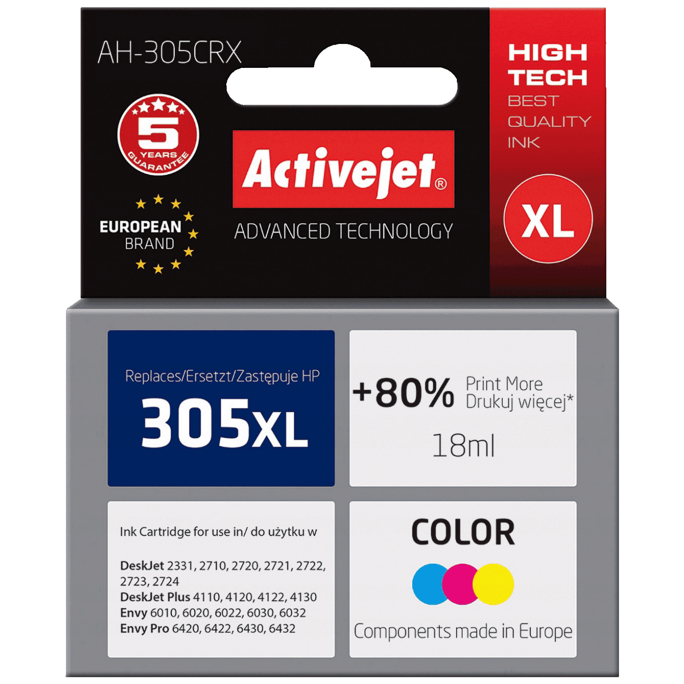 ACTIVEJET Tinta za printer AH-305CRX, HP 305XL, 18ml