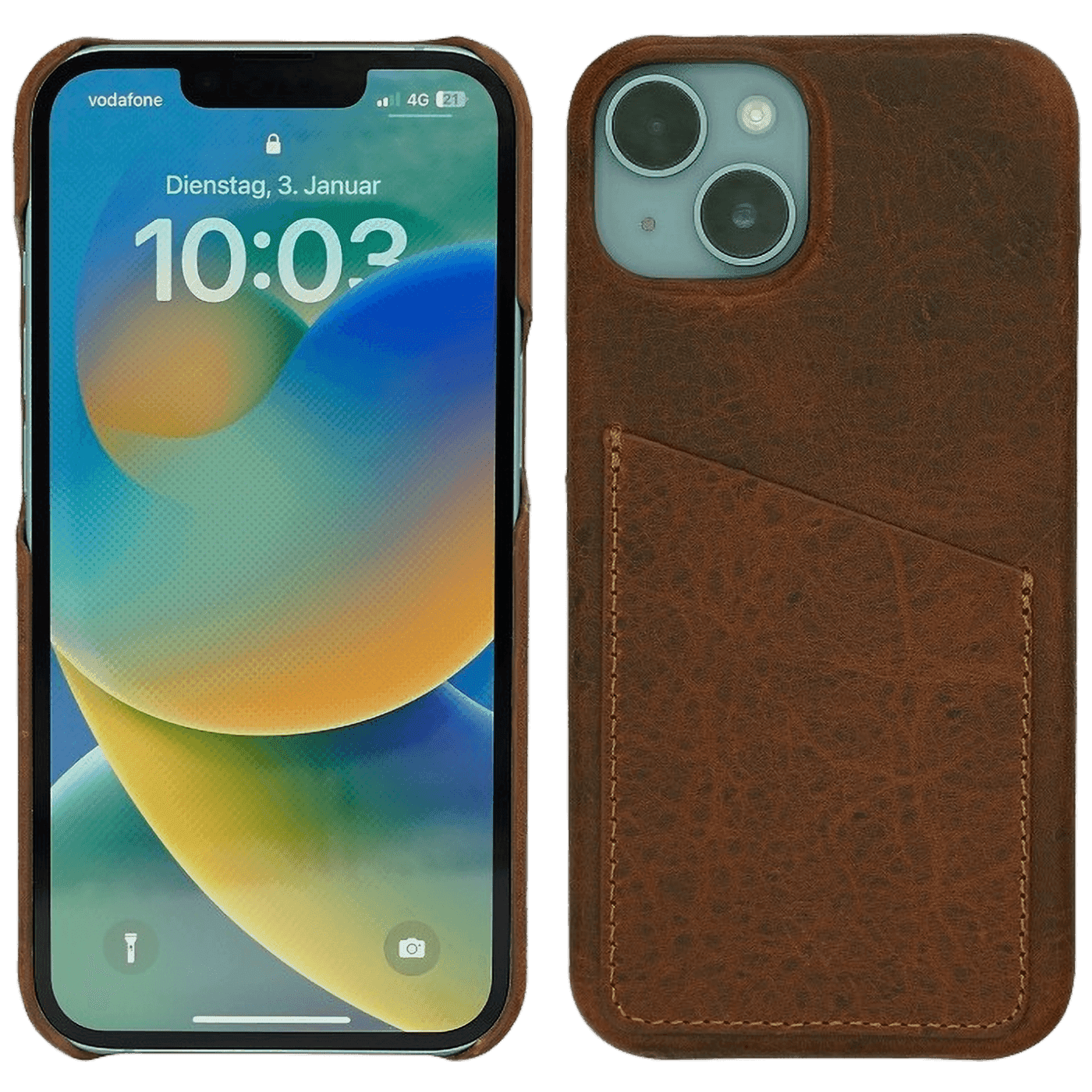 WACHIKOPA Maska za iPhone 14 Pro, Držač za kartice, Koža, Smeđe boje