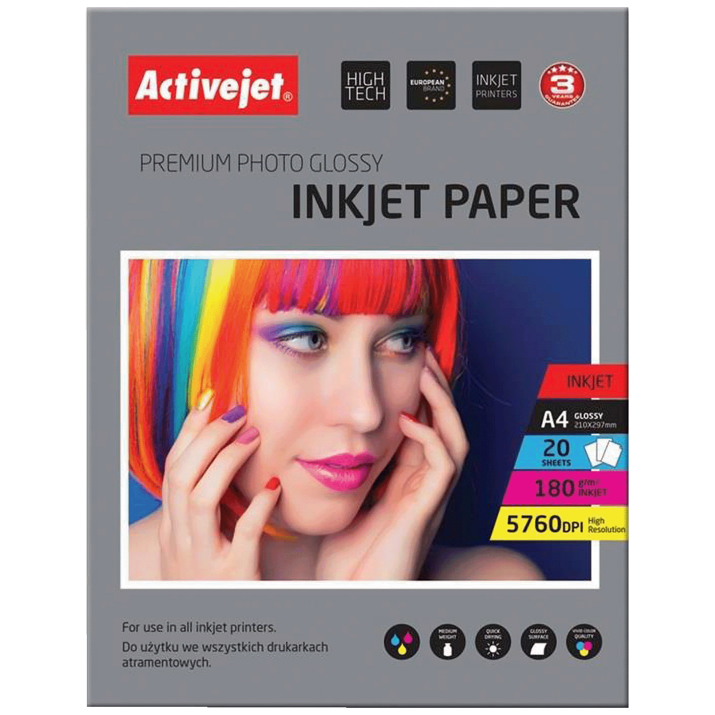 ACTIVEJET Foto papir AP4-180G20, A4, 180g, 20 komada, Beli