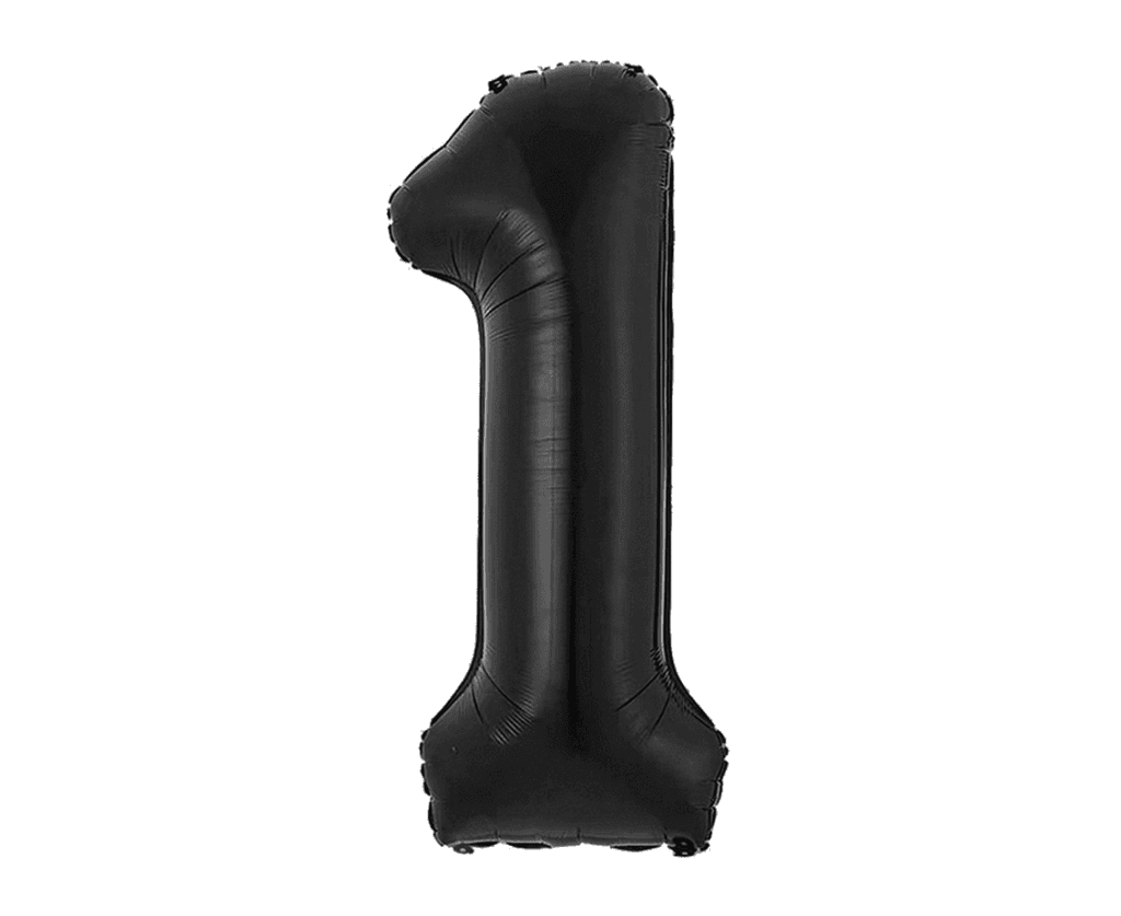 Folijski balon Matt Crno Broj 1 Ch-B8C1, 85cm, Crni