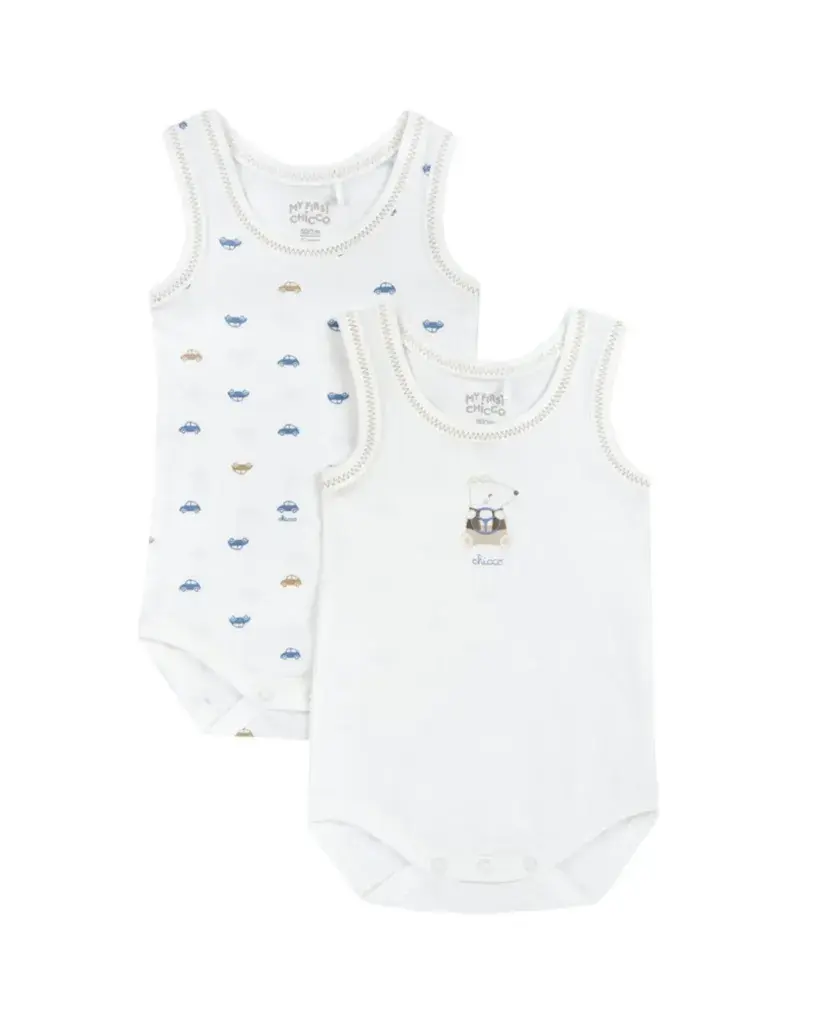 Chicco Set bodija za bebe, 2 Komada, Bijeli