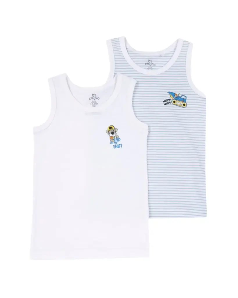 Chicco Set potkošulja za dječake Driver Club, 2 Komada, Plavo-Bijeli