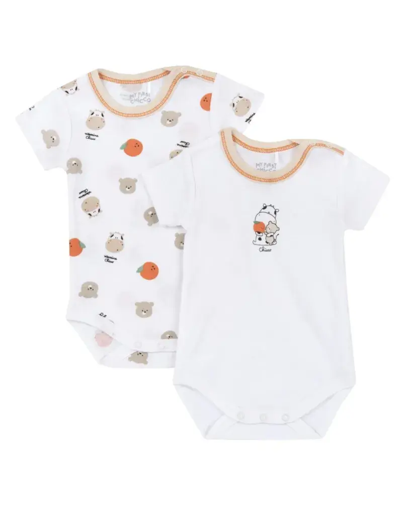 Chicco Set bodija za bebe Citrus, 2 Komada, Bijeli