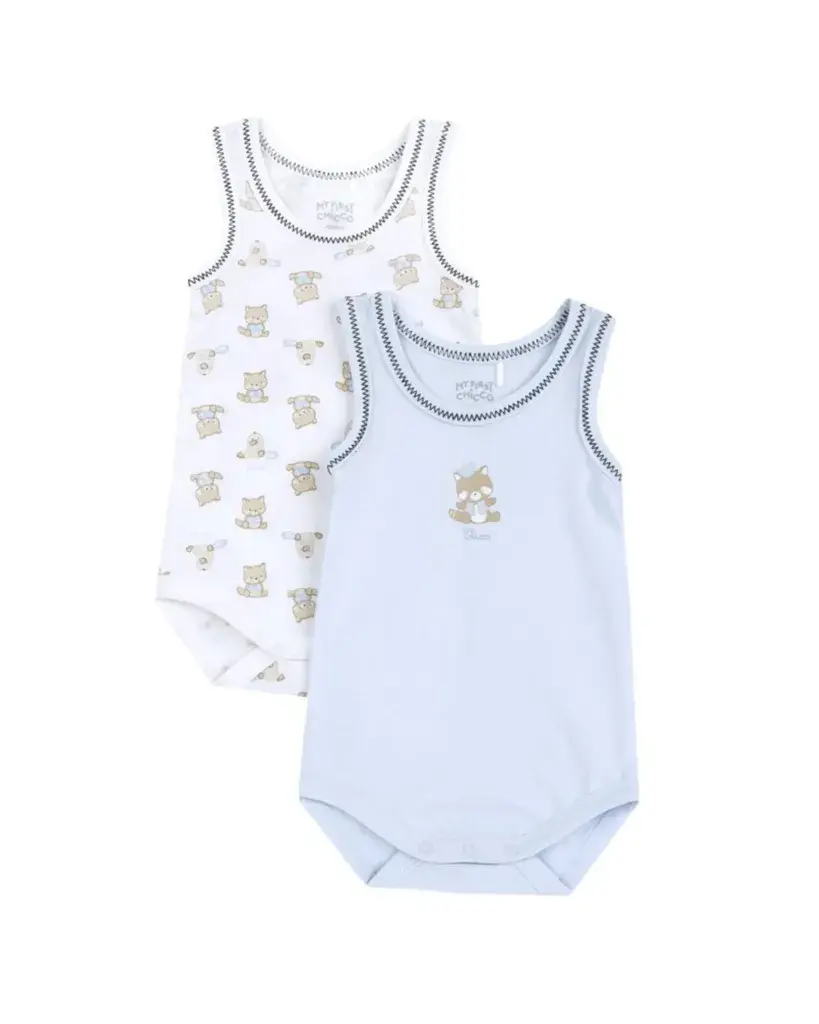 Chicco Set bodija za bebe, 2 Komada, Svijetloplavi