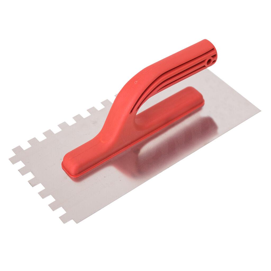 BEOROL Nazubljena inox gleterica sa PVC drškom 10x10mm crvena