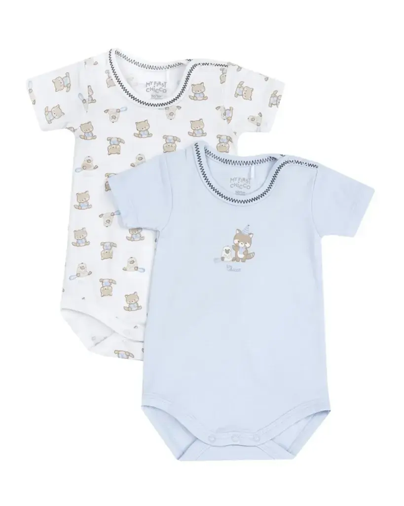 Chicco Set bodija za bebe, 2 Komada, Svijetloplavi