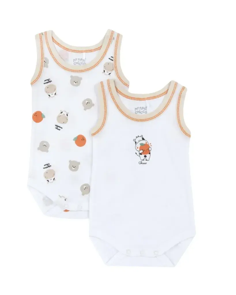 Chicco Set bodija za bebe Baby Citrus, 2 Komada, Bijeli