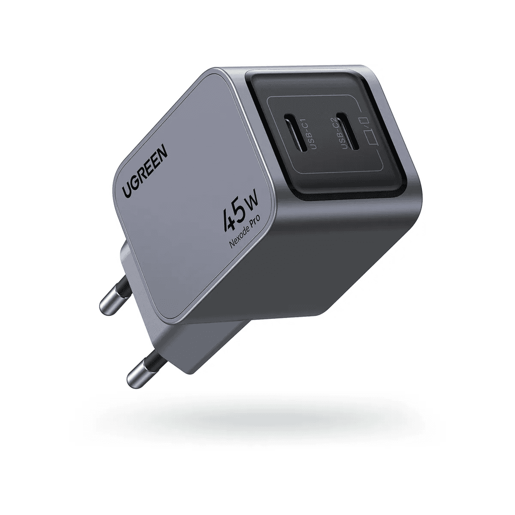Ugreen USB-C punjač Nexode Pro, 45W, 2 Porta, GaN, Sivi