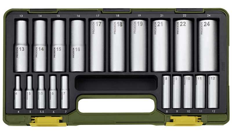 Proxxon Set dubokih nasadnih ključeva, 1/2" i 1/4", 20 komada