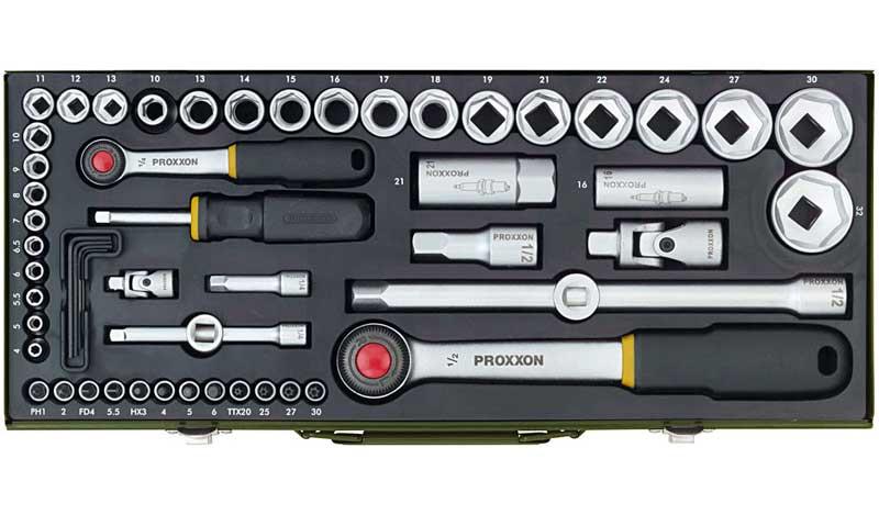 Proxxon Set nasadnih ključeva, 1/4" i 1/2", 56 komada