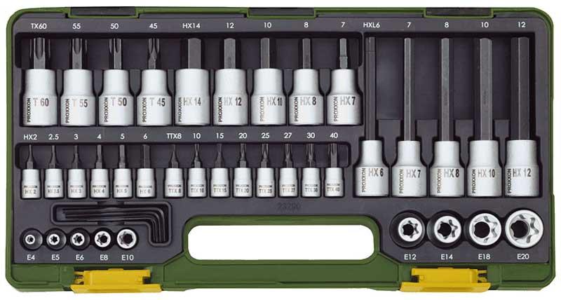 Proxxon Set nasadnih ključeva, 1/2" i 1/4", 42 komada