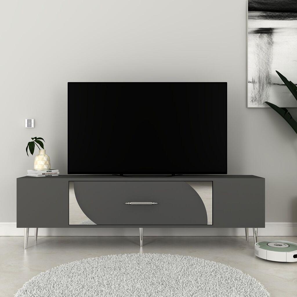 Hanah Home TV komoda Dekop2, 150x48,2x29,6 cm, Antracit-Srebrne boje