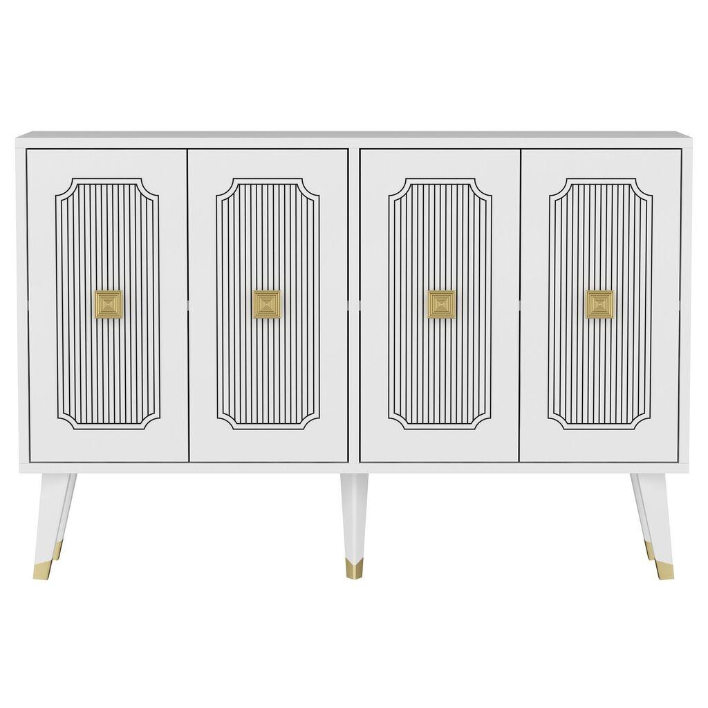 Hanah Kućna konzola Derasi, 120x80x30 cm, Bijelo-zlatna boja