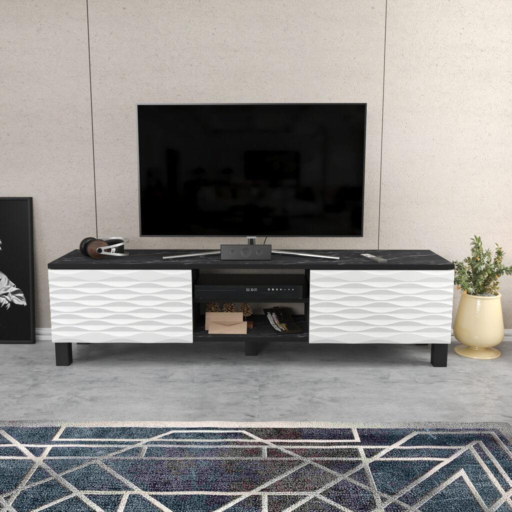 Hanah Home TV komoda Lukas, 150x40,3x35 cm, Crno-Bijela