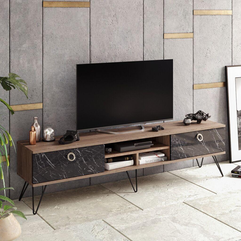 Hanah Home TV komoda Lorenz, 180x45,6x35,2 cm, smeđe-crna