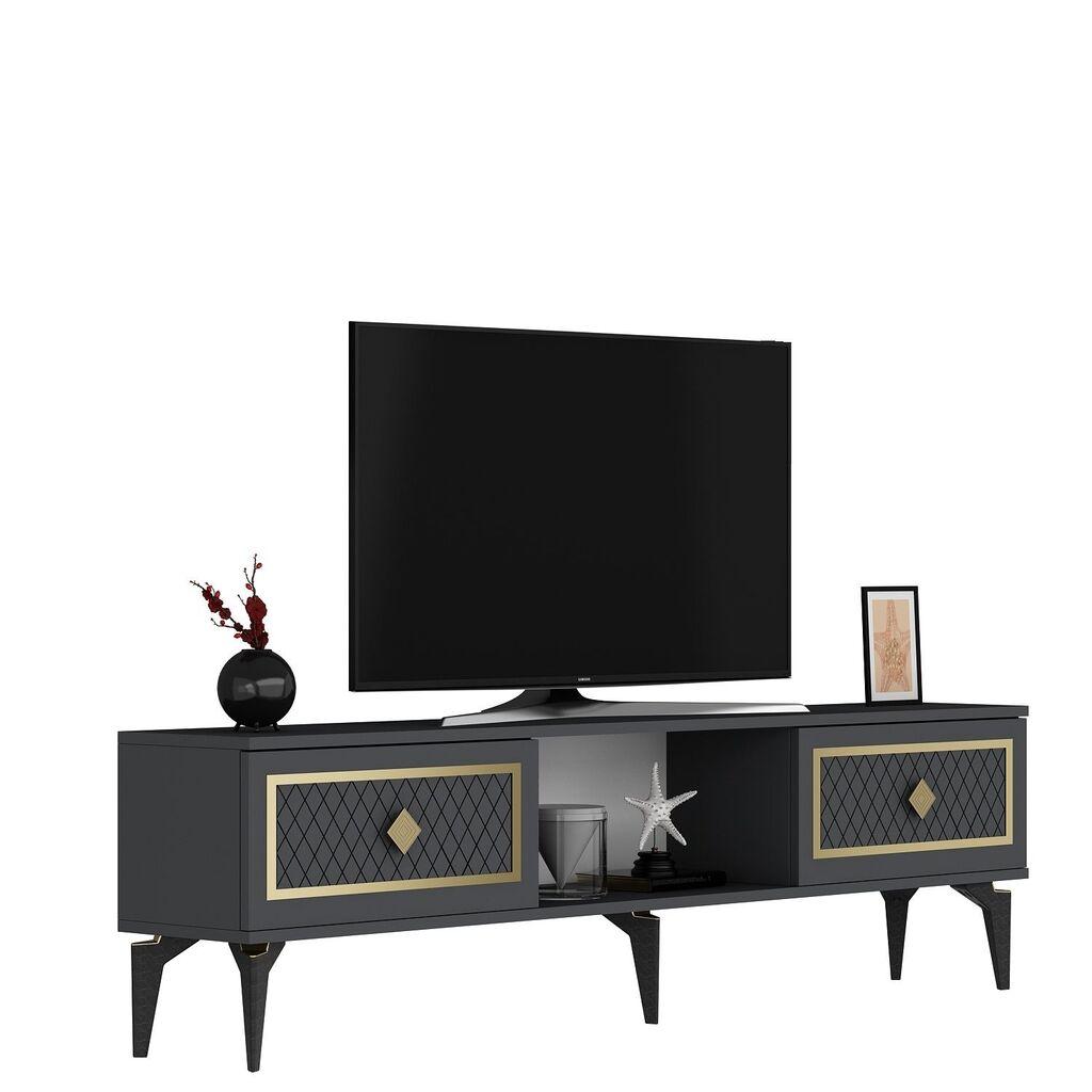 Hanah Home TV komoda Herry, 150x44,6x29,6 cm, antracit-zlatna