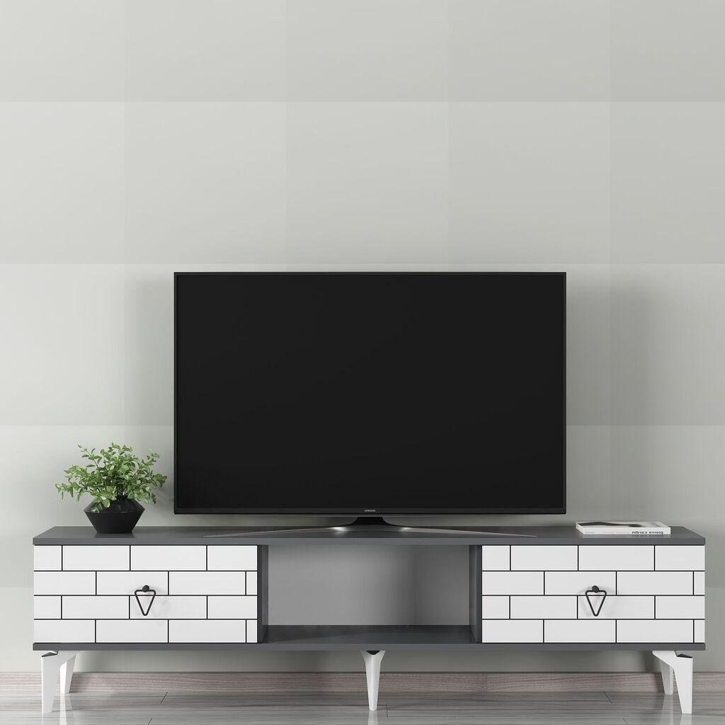 Hanah Home TV komoda Varna, 150x44,6x29,6 cm, Antracit-Bijela