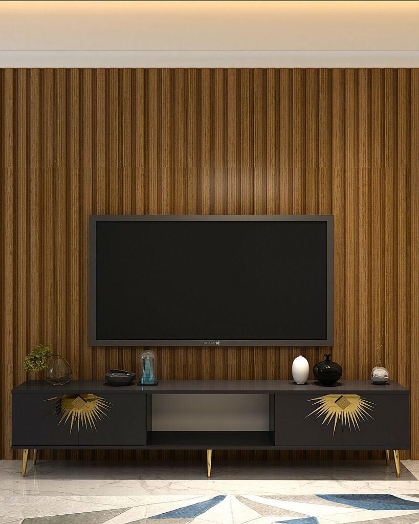 Hanah Kućni TV komoda Nida, 150x40,6x29,6 cm, Antracit-zlatna