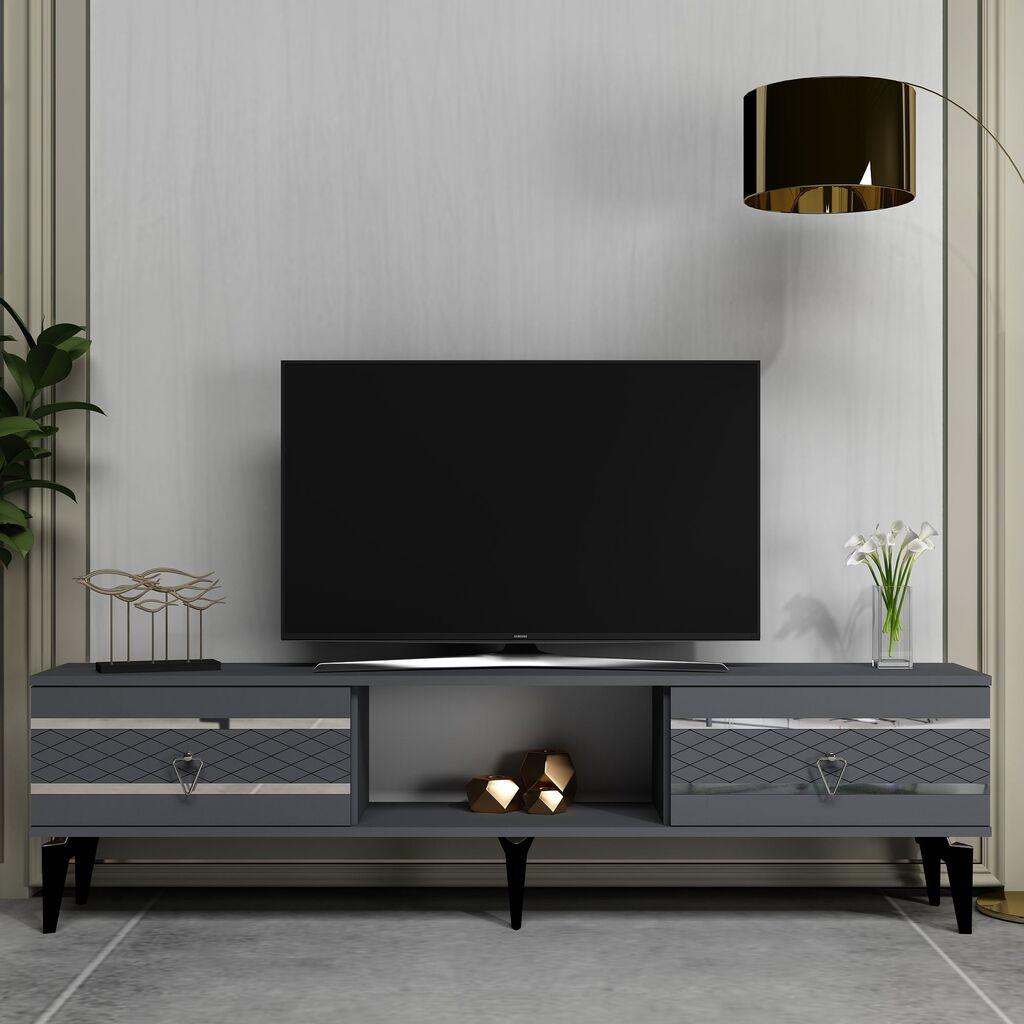 Hanah Home TV komoda od pelina, 150x44,6x29,6 cm, antracit-srebrna boja