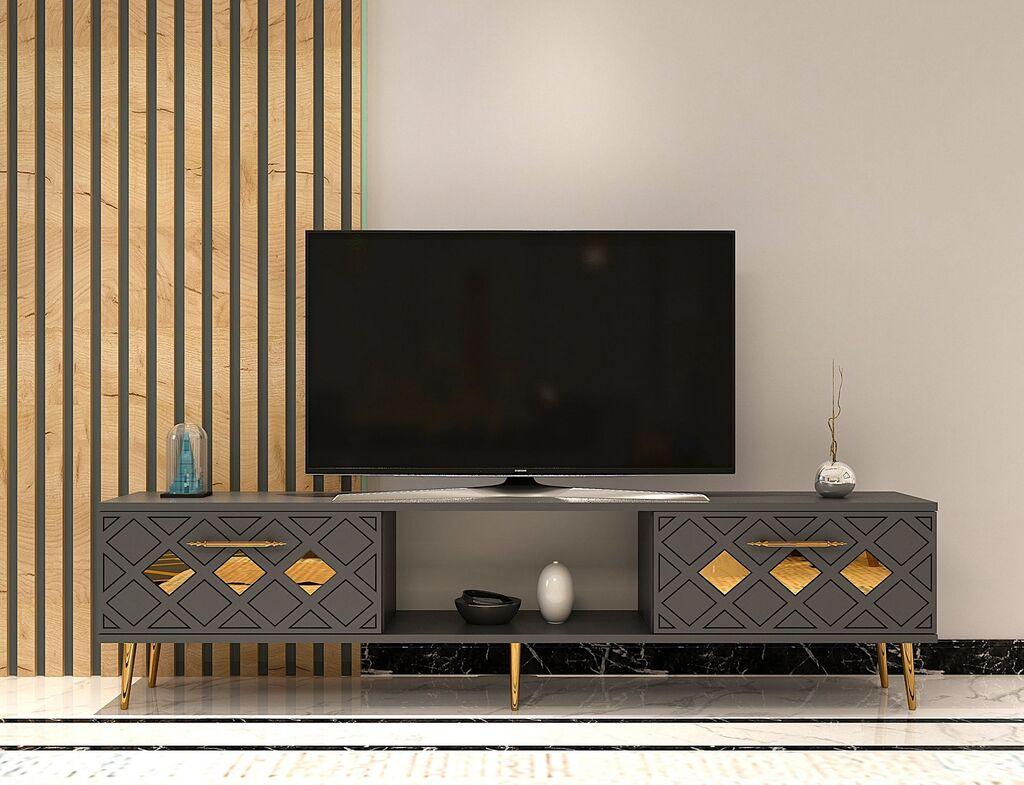 Hanah Home TV ormarić kupola, 150x40,6x29,6 cm, antracit-zlatna