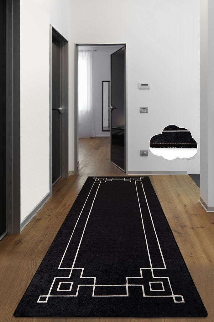 Conceptum Hypnose Tepih Kvadratni, 100x300 cm, Crno-bijeli