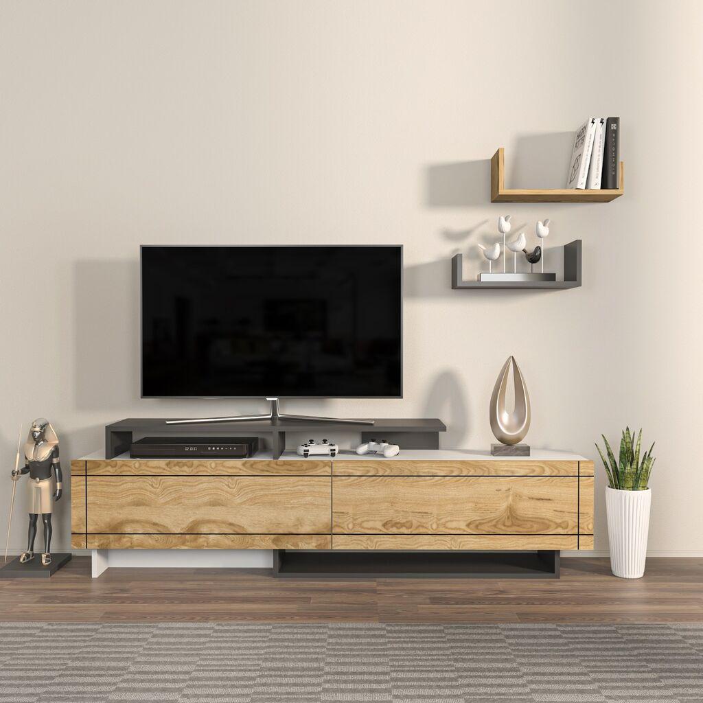 Hanah Home TV komoda Tammy, 180x54x36.8 cm, Bijeli hrast