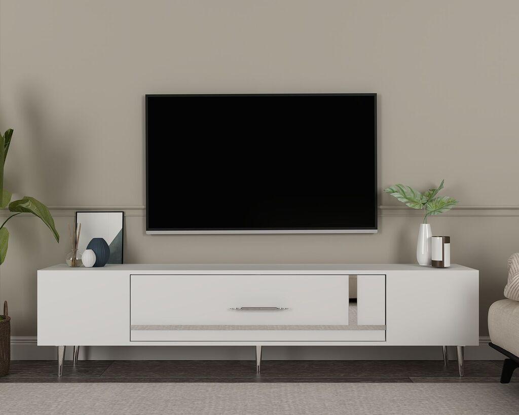Hanah Home TV komoda Dekop1, 150x48,2x29,6 cm, Bijelo-srebrna