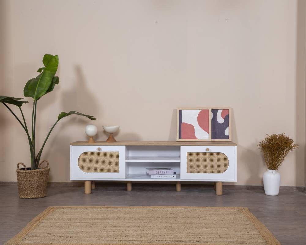 Hanah Kućna TV komoda Bohem, 55x180x41 cm, Bijeli hrast