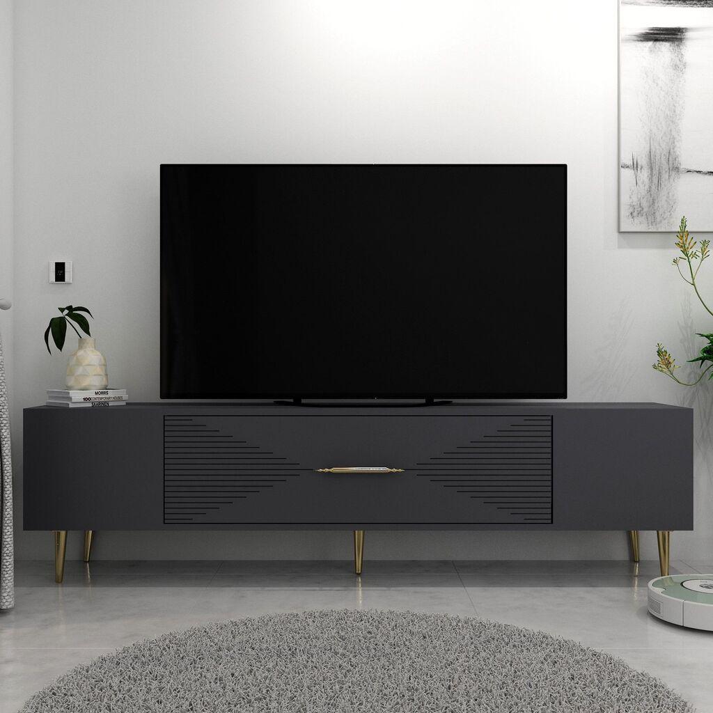 Hanah Kućni TV komoda Dekol1, 150x48,2x29,6 cm, Tamno siva