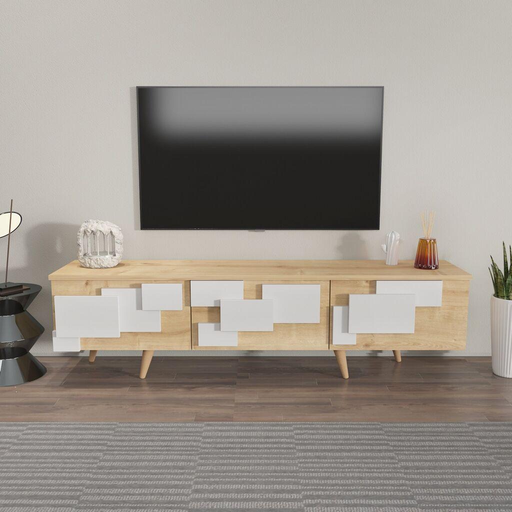 Hanah TV komoda za dom 3D, 160x45x35 cm, hrast-bijela