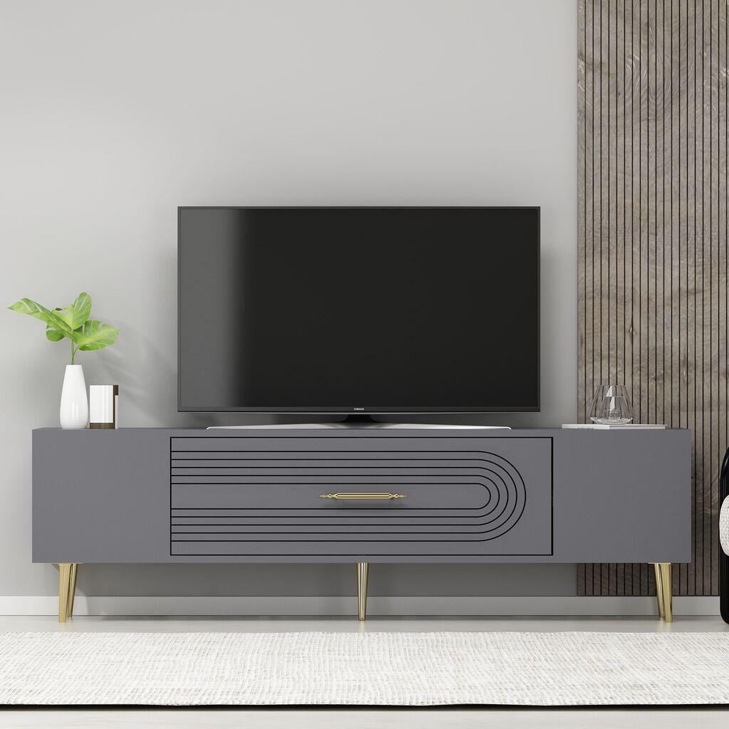 Hanah Home TV komoda Dekol3, 150x48,2x29,6 cm, antracit-zlatna boja