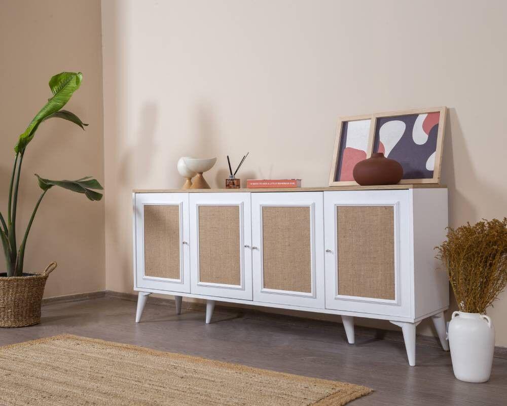 Hanah nosač za kućnu konzolu, 80x180x41 cm, bijeli hrast