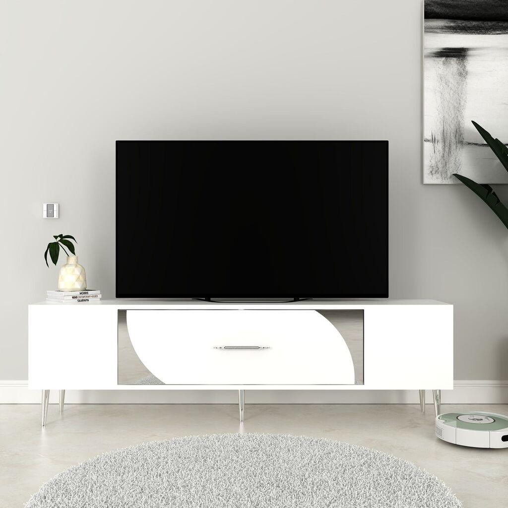 Hanah Home TV komoda Dekop2, 150x48,2x29,6 cm, bijelo-srebrna