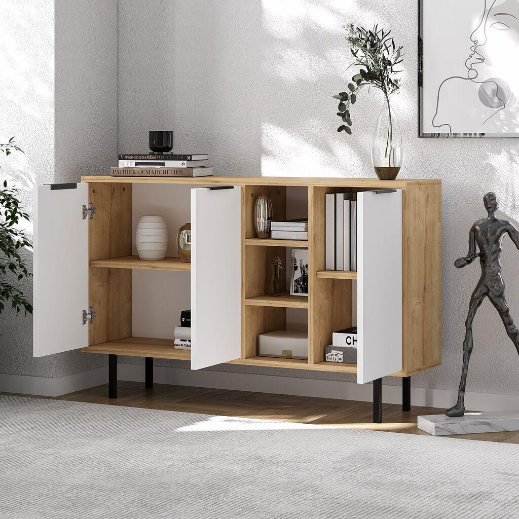 Hanah Home konzola Beč, 120x75x29.6 cm, Bijeli hrast