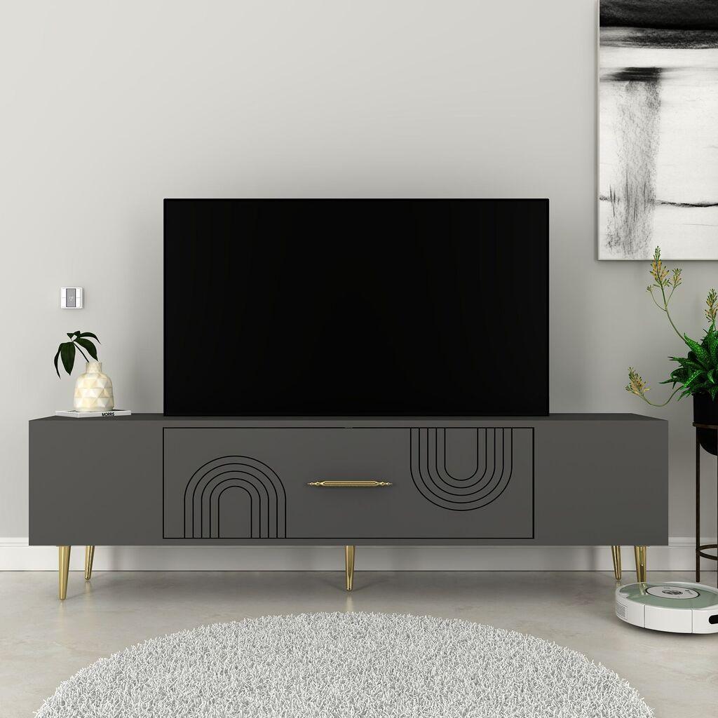 Hanah Home TV komoda Dekol2, 150x48,2x29,6 cm, antracit-zlatna boja