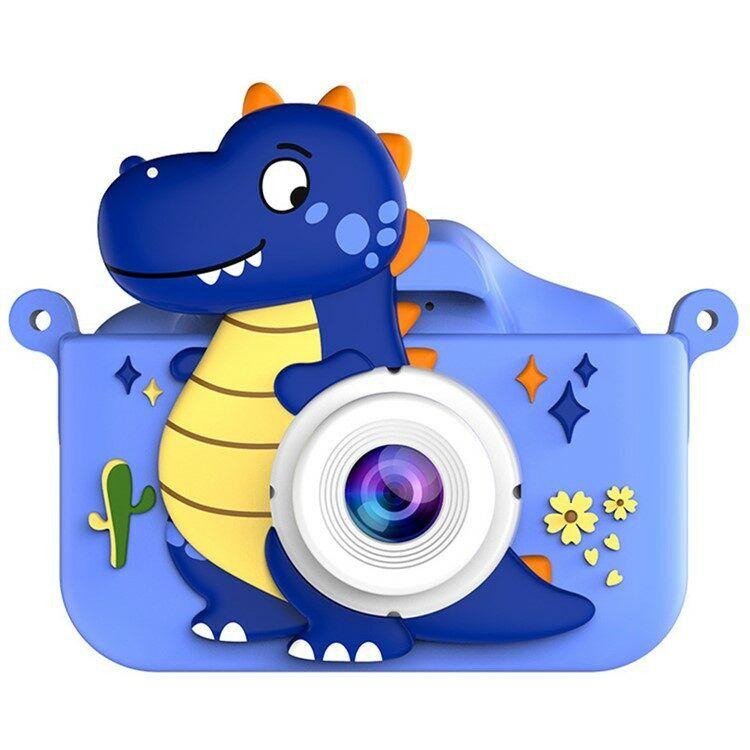 Dječji digitalni fotoaparat s dvostrukim sočivom Cartoon Dinosaur, Plavi