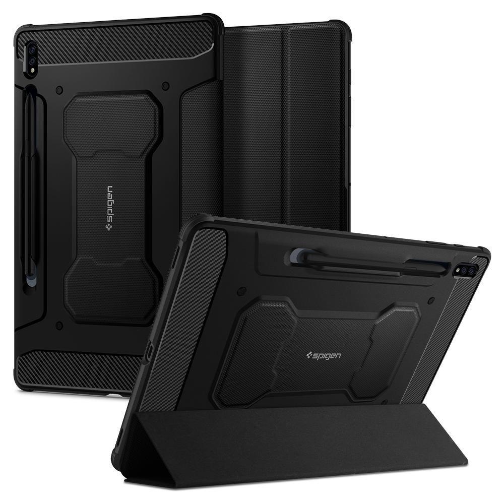 Spigen Futrola za tablet Galaxy Tab S7+/S8+ Rugged Armor Pro, 12.4", Crna